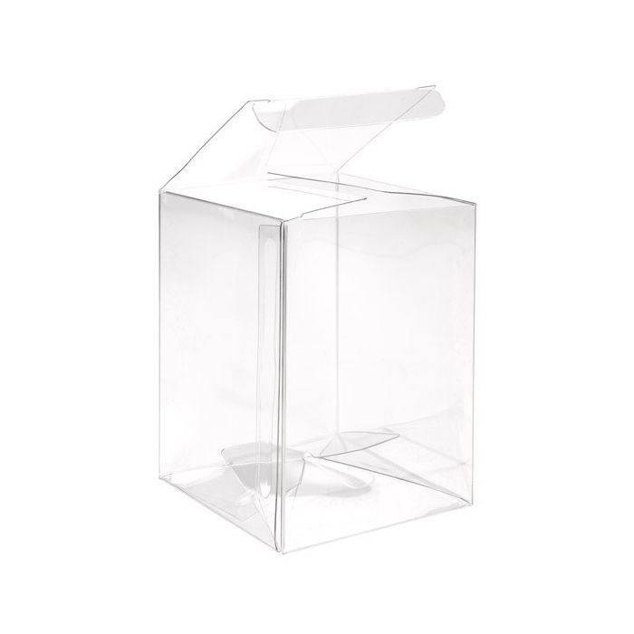 Plastic Gift Boxes 7.6x7.6x10.2cm Crystal Clear with Autolock Bottom (25 pieces) [PLB102]