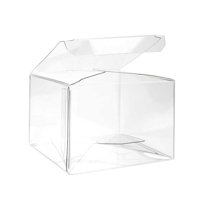 Plastic Gift Boxes 8.9x8.3x6cm Crystal Clear with Autolock Bottom (25 pieces) [PLB115]