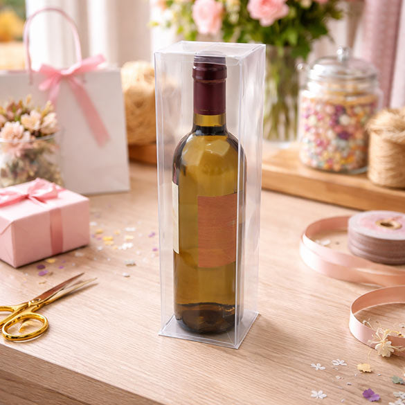 Plastic Gift Boxes for Bottles Transparent 8x8x32cm (25 pieces) [PLB176]