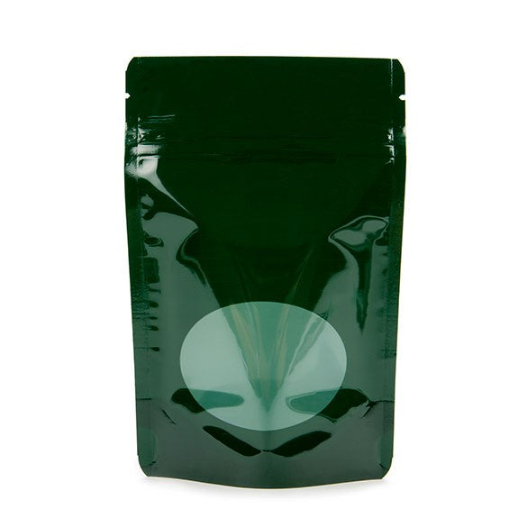 Stand Up Pouches Green with oval Window 10x6x15cm | 57 grams (100 pieces) [ZBGO2HG]