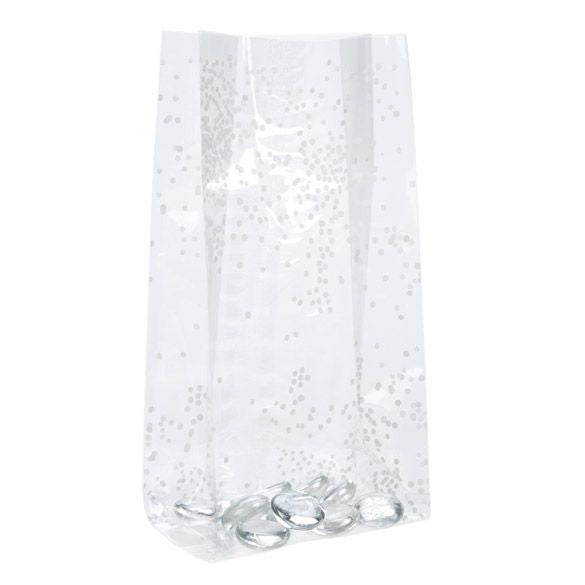 Printed Bags little Dots White 10.2x6.4x24.1cm with side gusset (100 pieces) [G4SW]