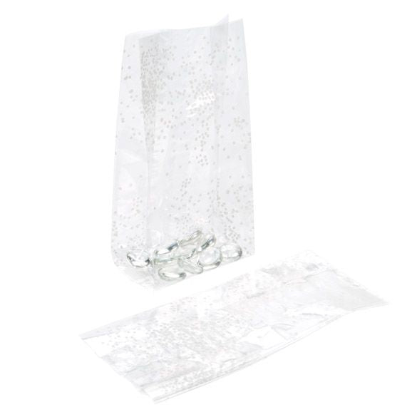 Printed Bags little Dots White 10.2x6.4x24.1cm with side gusset (100 pieces) [G4SW]