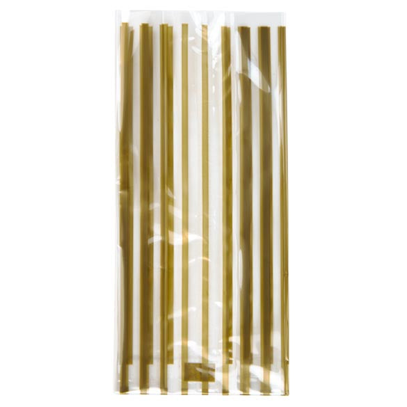 Printed Bags Stripes Gold 8.9x5.1x19.1cm with side gusset (100 pieces) [G3VSG]