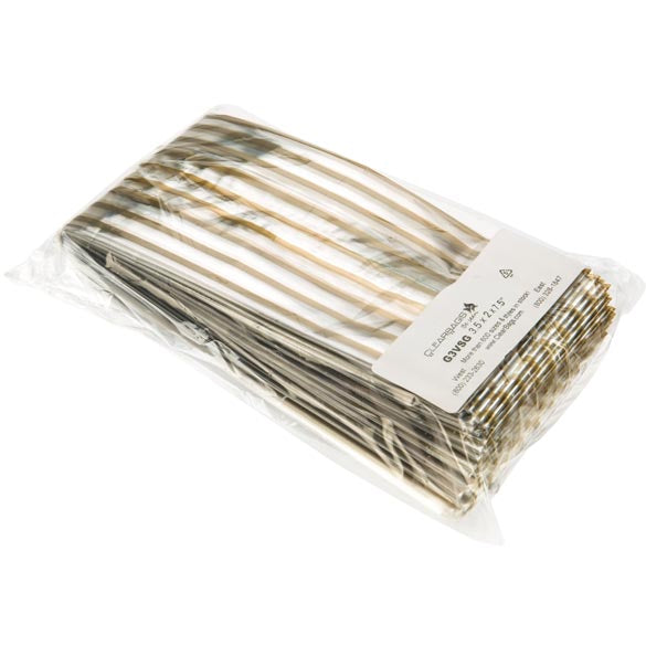 Printed Bags Stripes Gold 8.9x5.1x19.1cm with side gusset (100 pieces) [G3VSG]
