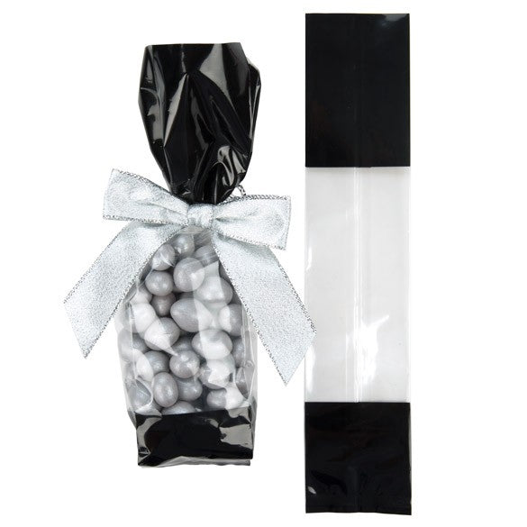 Printed Bags Black 5.1x4.8x24.1cm with side gusset (100 pieces) [G1BK]