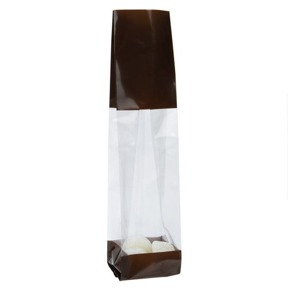 Printed Bags Brown 5.1x4.8x24.1cm with side gusset (100 pieces) [G1BN]