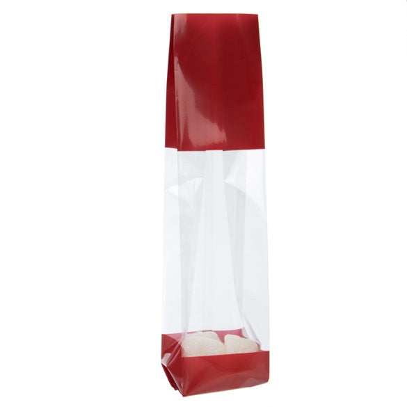 Printed Bags Red 5.1x4.8x24.1cm with side gusset (100 pieces) [G1RD]