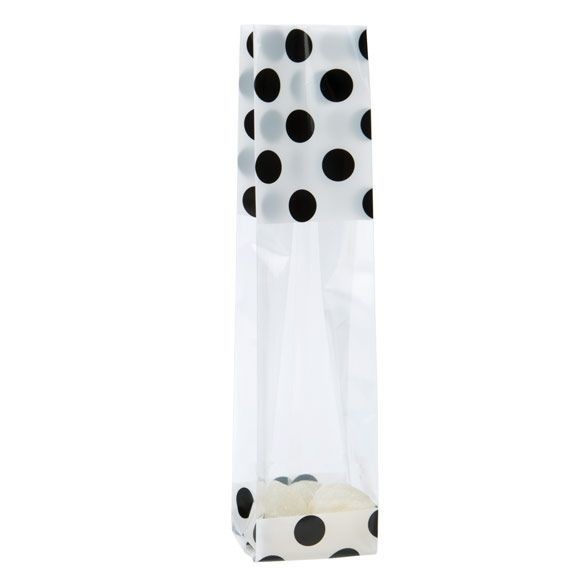 Printed Bags White with Black Dots 5.1x4.8x24.1cm with side gusset (100 pieces) [G1WB]