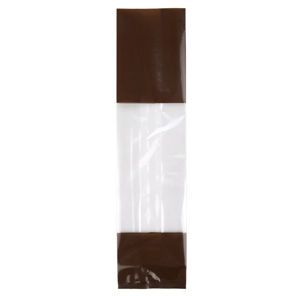 Printed Bags Brown 6.7x4.8x27.3cm with side gusset (100 pieces) [G2BN]