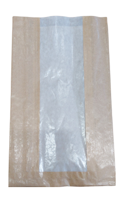Paper bags with side gussets and glassine window 24+6x39 cm