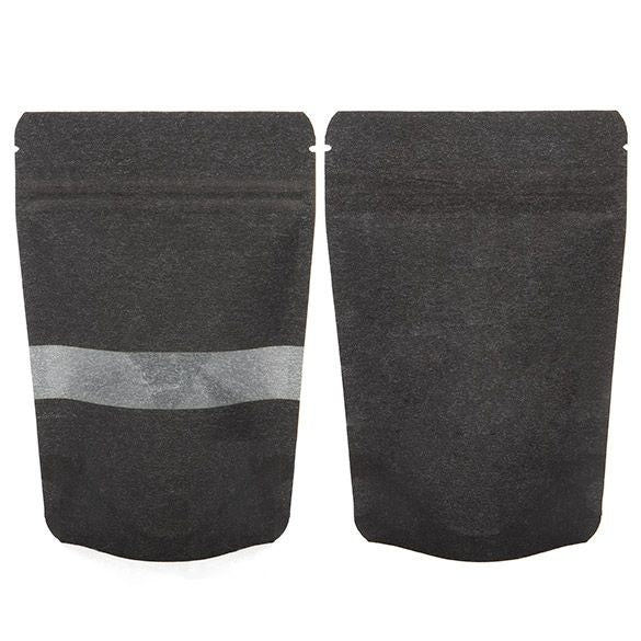 Stand Up Pouches Rice Paper Black with Window 10.2x6x15.2cm | 57 grams (100 pieces) [ZBGR2B]