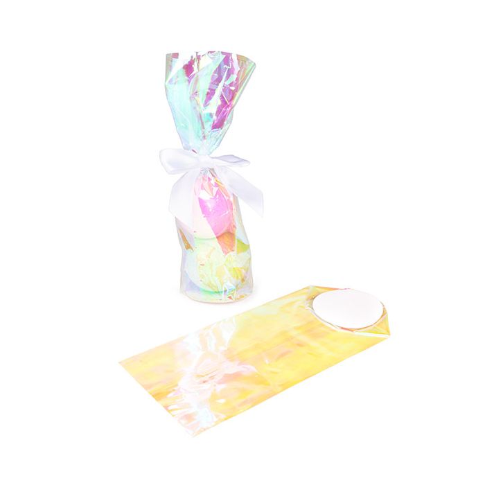 Plastic Bags round Bottom Iridescent 7x25,4 cm with paper insert (50 pieces) [RPBGH2]