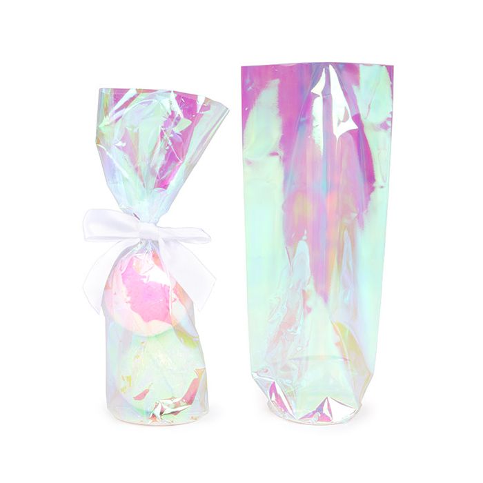 Plastic Bags round Bottom Iridescent 7x25,4 cm with paper insert (50 pieces) [RPBGH2]
