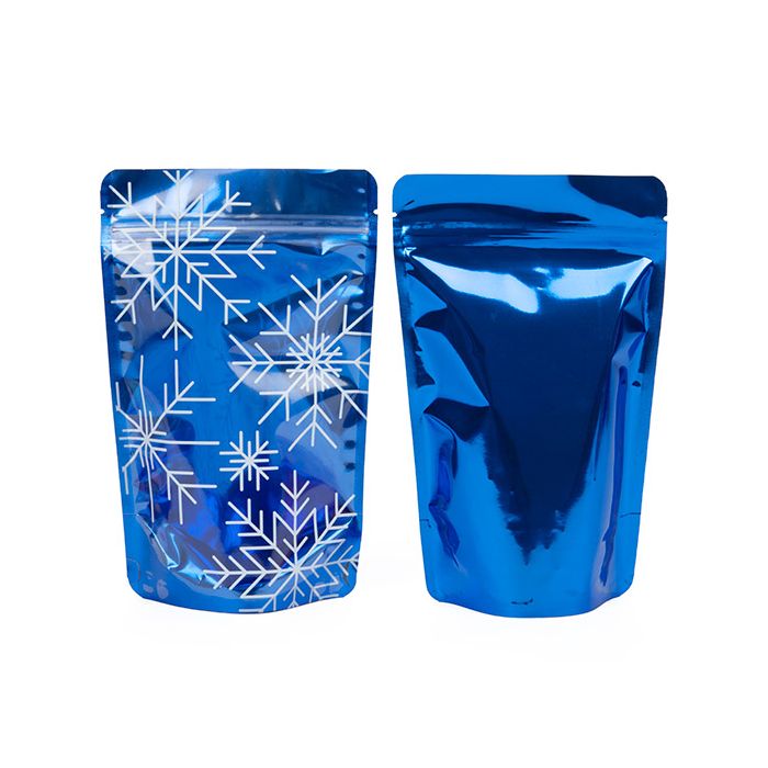 Stand Up Pouches Blue snowflake print 13x7,9x20,6cm (25 Pieces) [ZBGSW3S]