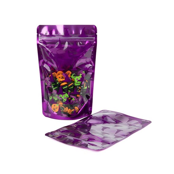 Stand Up Pouches Purple witches hats print 13x7,9x20,6cm (25 Pieces) [ZBGW3HA]