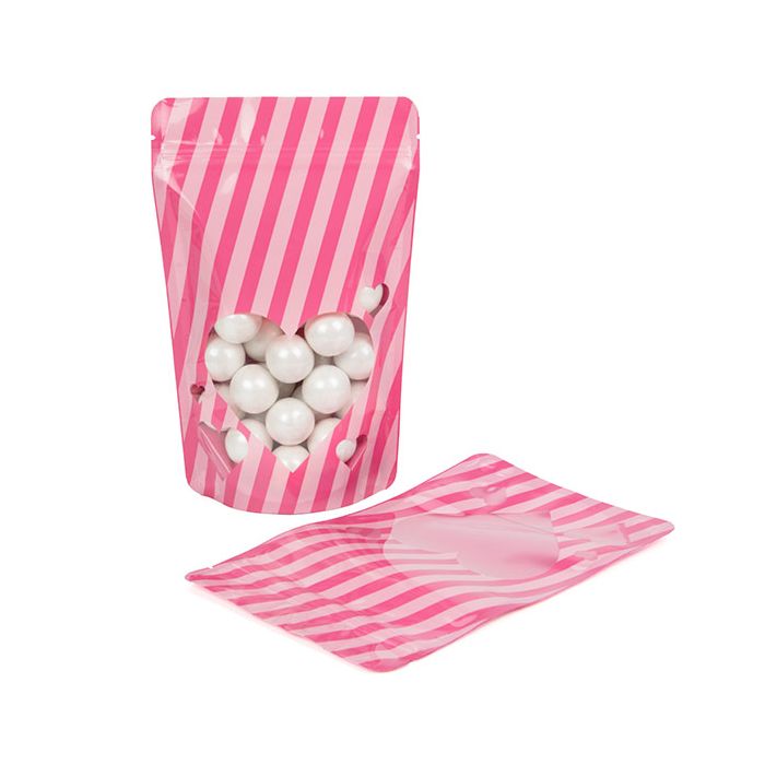 Stand Up Pouches Pink w/ harts window 13x7,9x20,6cm (25 Pieces) [ZBGW3HT]