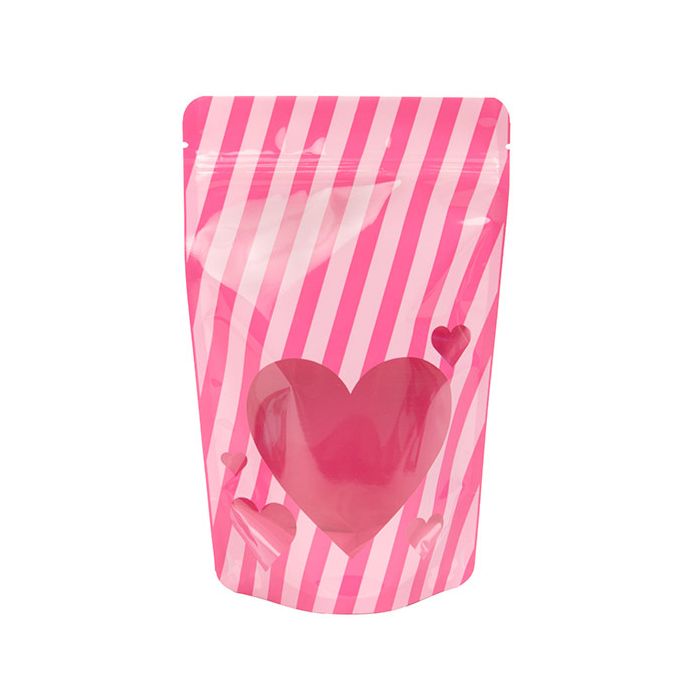 Stand Up Pouches Pink w/ harts window 13x7,9x20,6cm (25 Pieces) [ZBGW3HT]