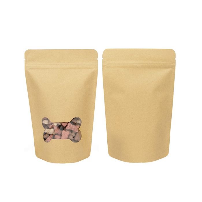 Stand Up Pouches Kraft bone window 13x7,9x20,6cm (25 Pieces) [ZBGW3KB]