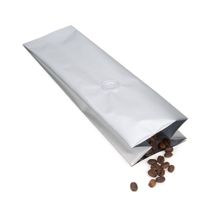 Coffee Pouches Silver with Valve 8x6x26 cm 285 grams (50 pieces) [SGC1S]