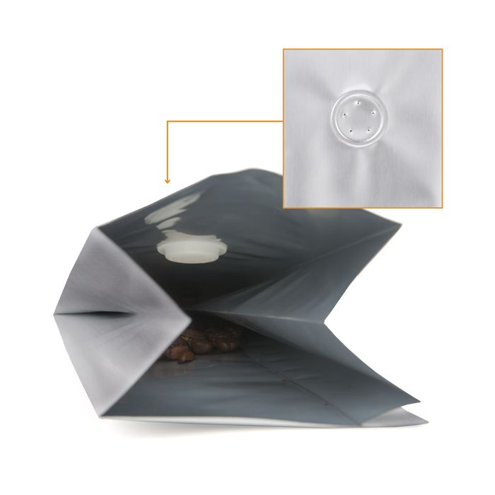 Coffee Pouches Silver with Valve 8.5x6.5x33cm (50 pieces) [SGC2S]