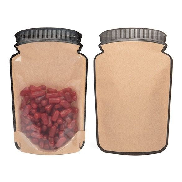 Stand Up Pouches Kraft Pot Shape With Clear Front 13x7.6x20.6cm (100 pieces) [SP3KC]