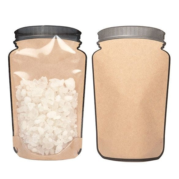 Stand Up Pouches Kraft Pot Shape With Clear Front 15.2x7.9x25.4cm (100 pieces) [SP7KC]