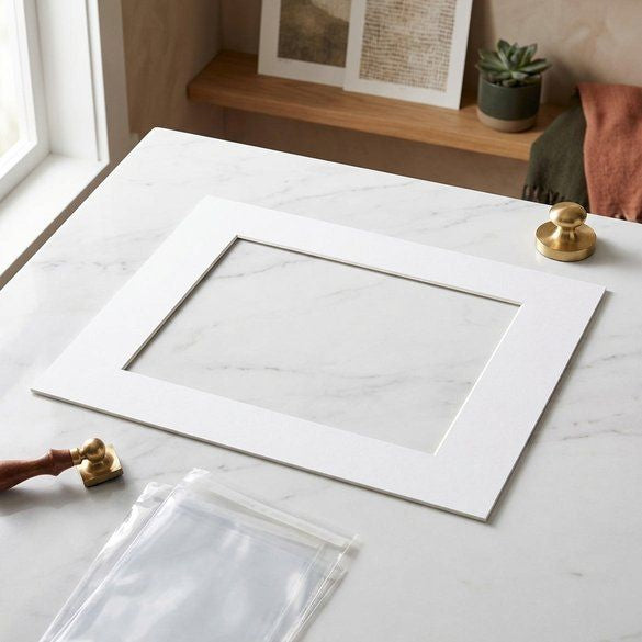 Mount Board bright White 19.4x24.5cm Window - Outer size 27.9x35.6cm (10 pieces) [MS20088]