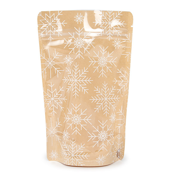 Stand Up Pouches Kraft/White Snowflakes 13x7,9x20,6 cm (25 pieces) [ZBGSW3KS]