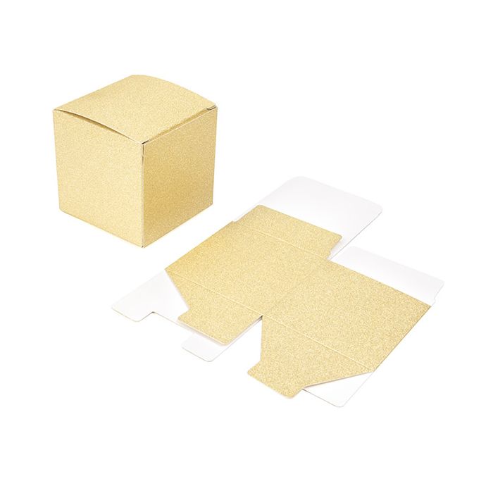 Folding Box Gold Glitter 7,6x7,6x7,6cm (25 Pieces) [FB2GG]