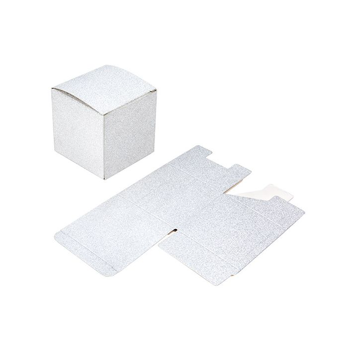 Folding Box Silver Glitter 7,6x7,6x7,6cm (25 Pieces)[FB2SG]