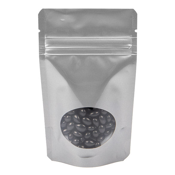 Stand Up Pouches Silver with oval Window 8x5x13cm | 28 grams (100 pieces) [ZBGO1S]