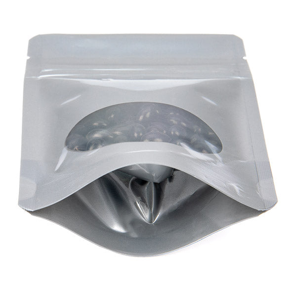 Stand Up Pouches Silver with oval Window 8x5x13cm | 28 grams (100 pieces) [ZBGO1S]