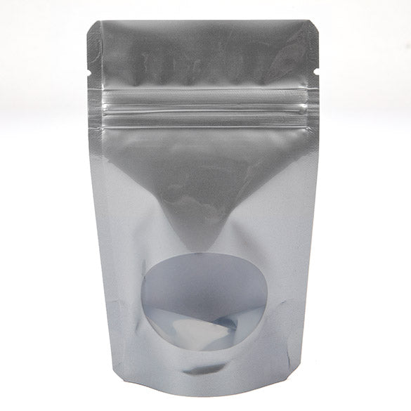 Stand Up Pouches Silver with oval Window 8x5x13cm | 28 grams (100 pieces) [ZBGO1S]