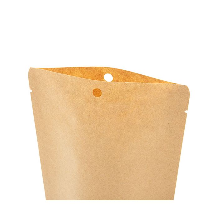 Stand Up Pouches Kraft Compostable 14.9x8.9x23.2cm no Grip Seal | 312 grams (100 pieces) [SUPEK7]