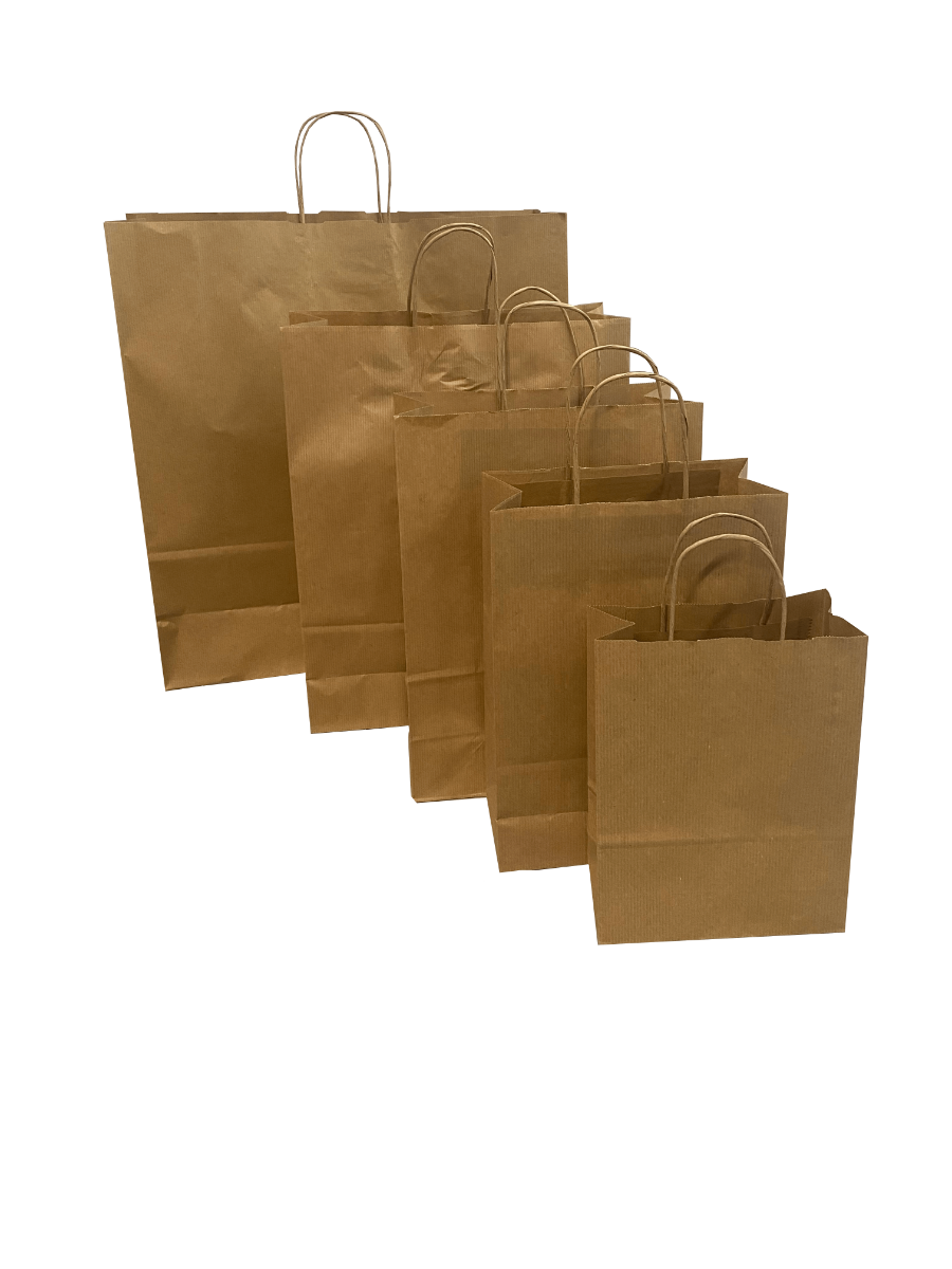 Paper Carrier Bags Brown 18x8x22cm Kraft 90 grams with twisted handles (50 pieces) [PAMB1822]