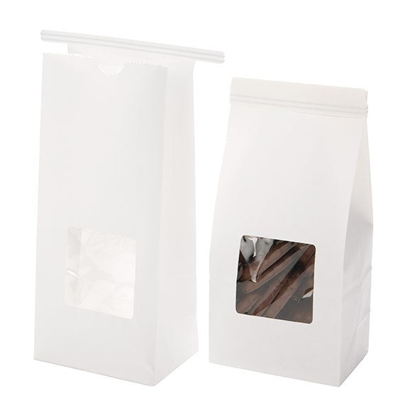 Kraft Bags White Reclosable 8.6x6.4x19.7cm (100 pieces) [TTW1W]