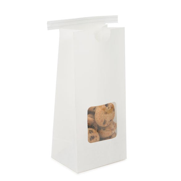Kraft Bags White Reclosable 8.6x6.4x19.7cm (100 pieces) [TTW1W]