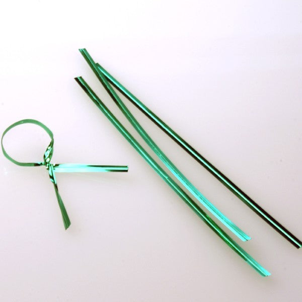 Tin Ties 10.2x0.4cm Green Metallic Plastic (1.000 pieces) [TT4MGR]
