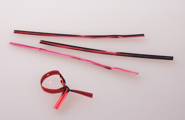 Tin Ties 15.2x0.4cm Red Metallic Plastic (1.000 pieces) [TT6MR]