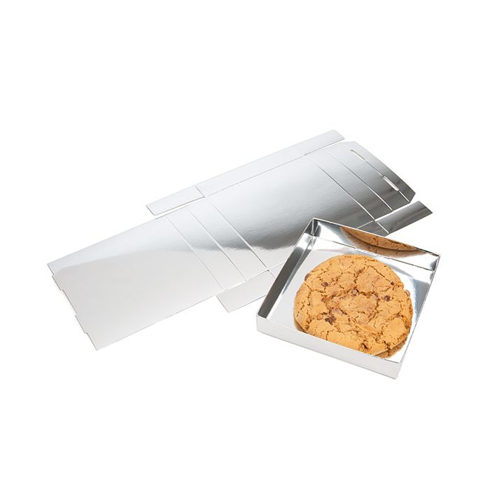 Paper Box Bottom Shimmer Silver 13x2,5x13,3cm (25 Pieces) [SS357]