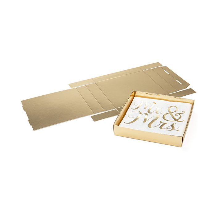 Paper Box Bottom Shimmer Gold 13x2,5x13,3cm (25 Pieces) [SG357]