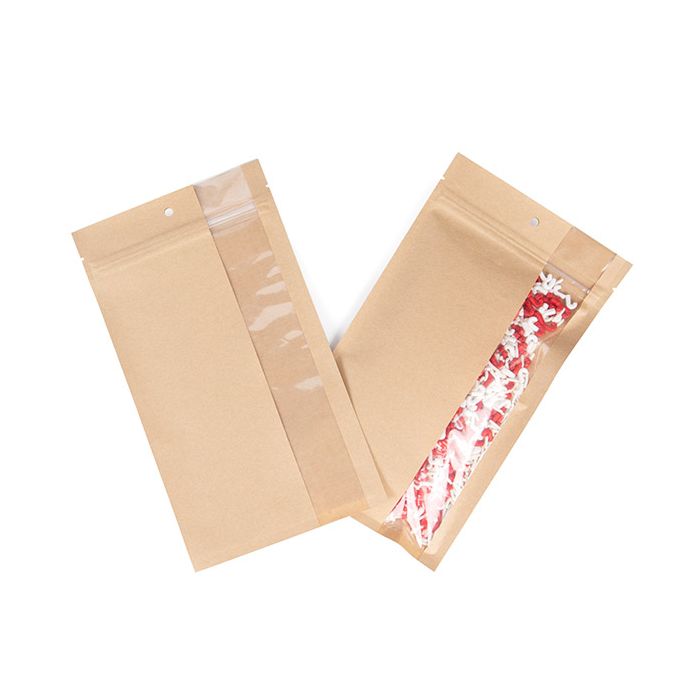 Grip Seal Bags Kraft With Vertical Window 12.7x20.8 cm (100 pieces) [HZBV6K]