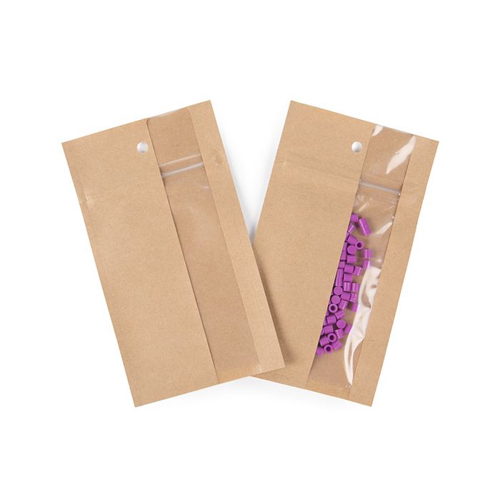 Grip Seal Bags Kraft With Vertical Window 7.6x11.4 cm (100 pieces) [HZBV3K]
