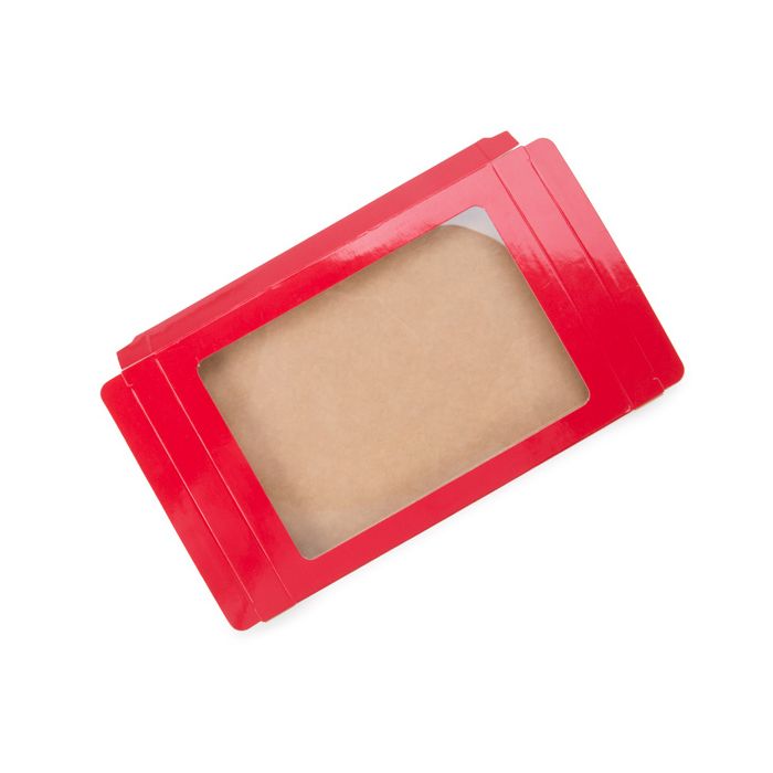 Kraft Gift Boxes with Window Red 13.7x1.5x18.7cm (25 pieces) [WGRG1]