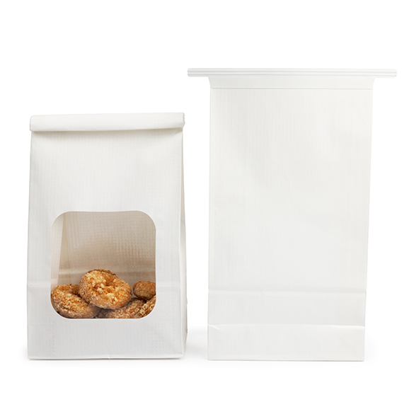 White Kraft Tin Tie Bag w/ Window 15,2x7x26,7cm (100 pcs) [TTW3W]