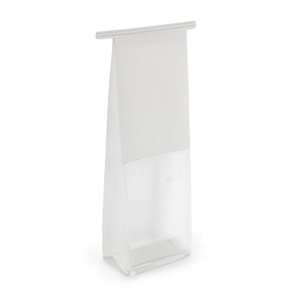 White Box Bottom Tin Tie Gusset Bag 8,9x6,4x25,4cm (100 pcs) [TTGB1W]