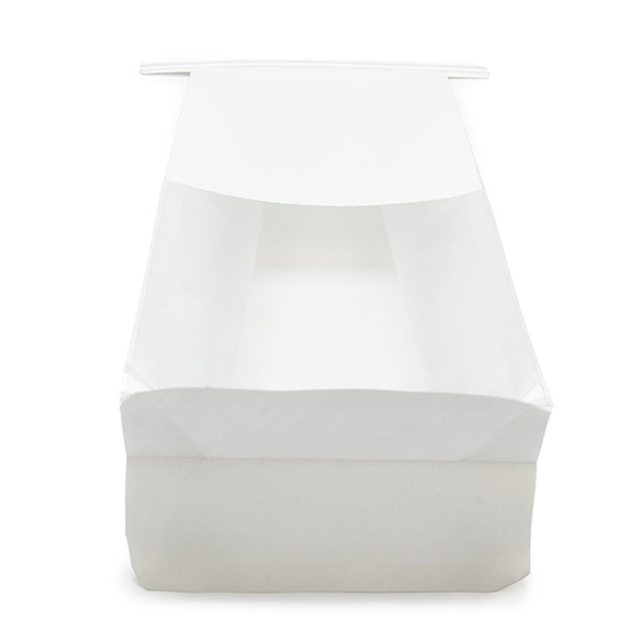 White Box Bottom Tin Tie Gusset Bag 8,9x6,4x25,4cm (100 pcs) [TTGB1W]