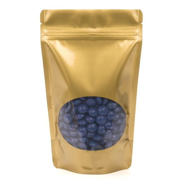 Stand Up Pouches Gold with oval Window 13x7x20.5cm | 113 grams (100 pieces) [ZBGO3G]