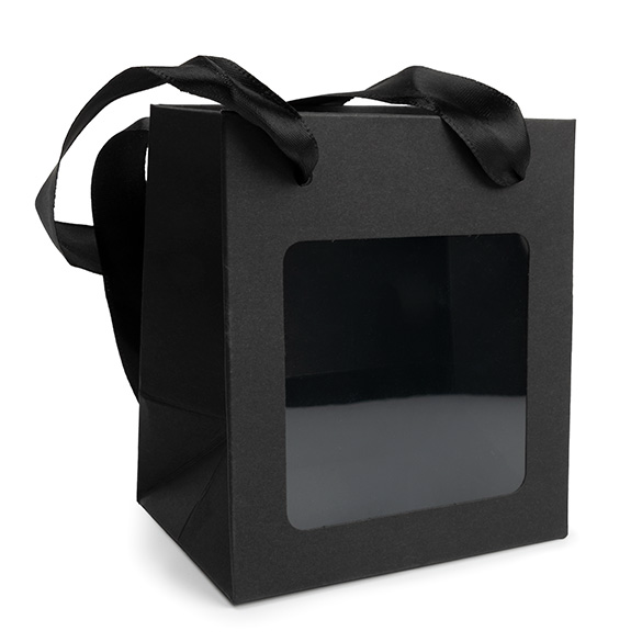Black Gift Merchandise Bag w/ Window 10,2x7x11,4cm (10 pcs) [GMBW1B]