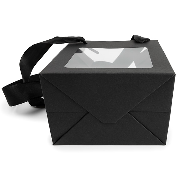 Black Gift Merchandise Bag w/ Window 10,2x7x11,4cm (10 pcs) [GMBW1B]